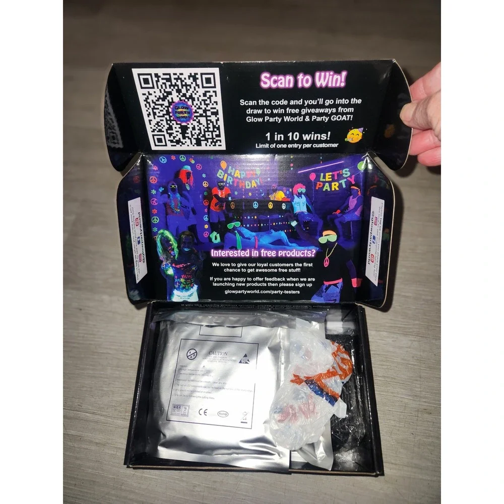 Glowave Black Light Glow Party Kit 4x 6.5ft UV LED Strips 395nm UVA Safe